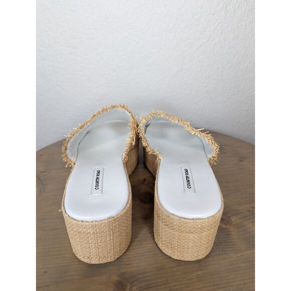 Country Road Fiona Flatform Rafia Platform Sandals Sz EU 38 Brown Beachy Resort - Picture 4 of 8